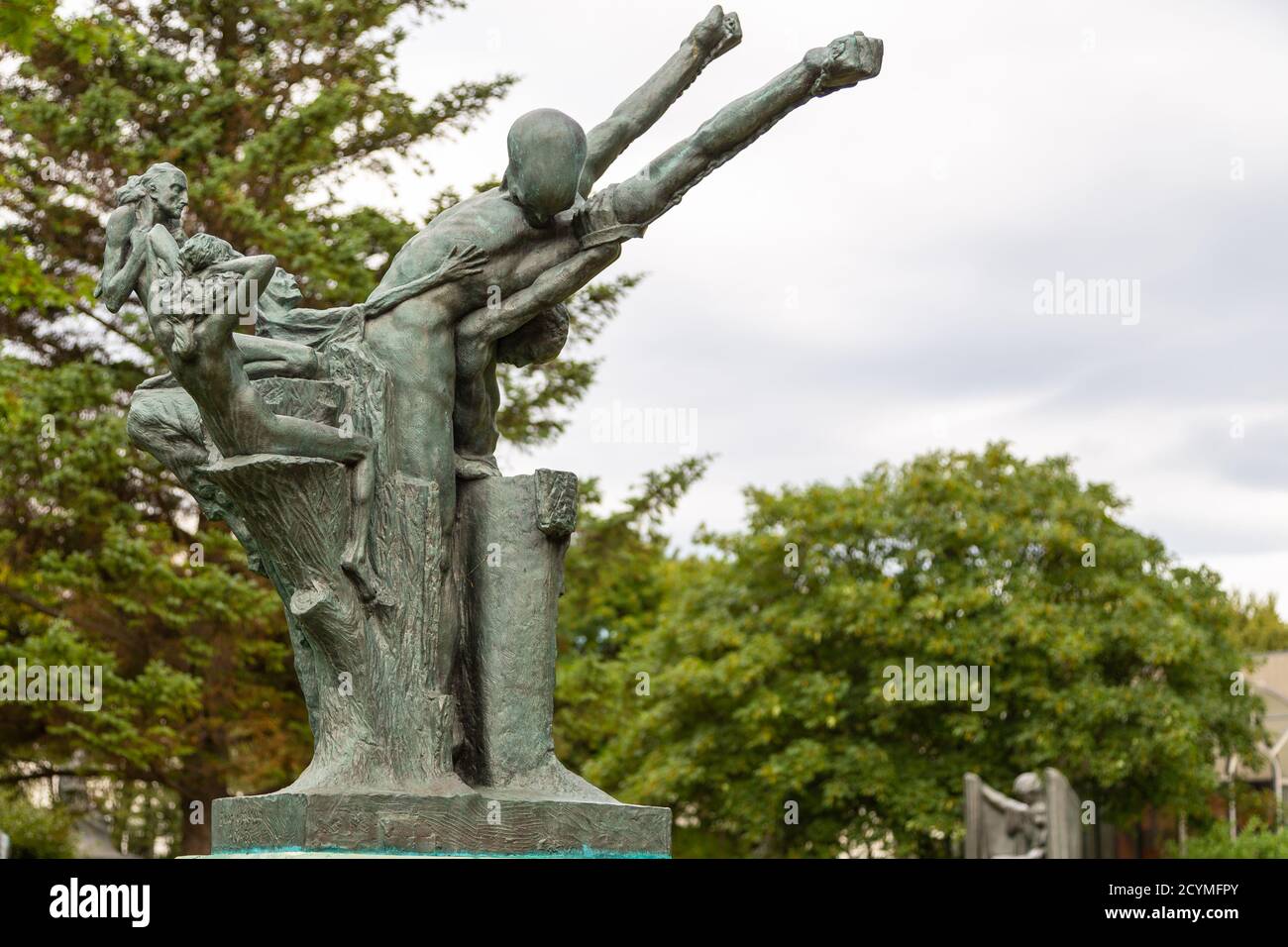 Statue Outside Hallgrimskirkja Reykjavik Iceland High Resolution Stock