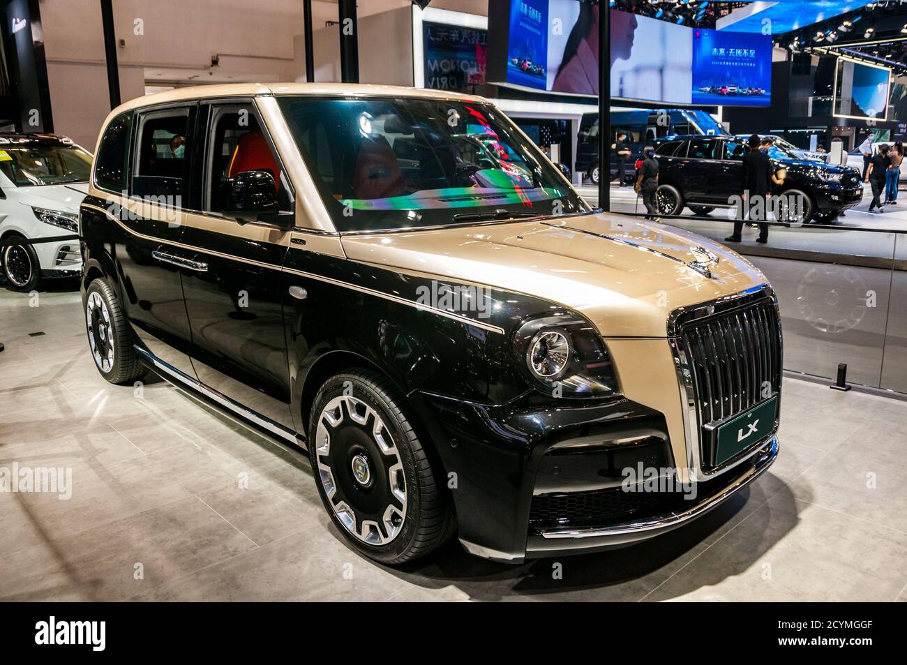 An LEVC London taxi pimped by Lorinser seen at the 2020 Beijing Auto Show. Stock Photo