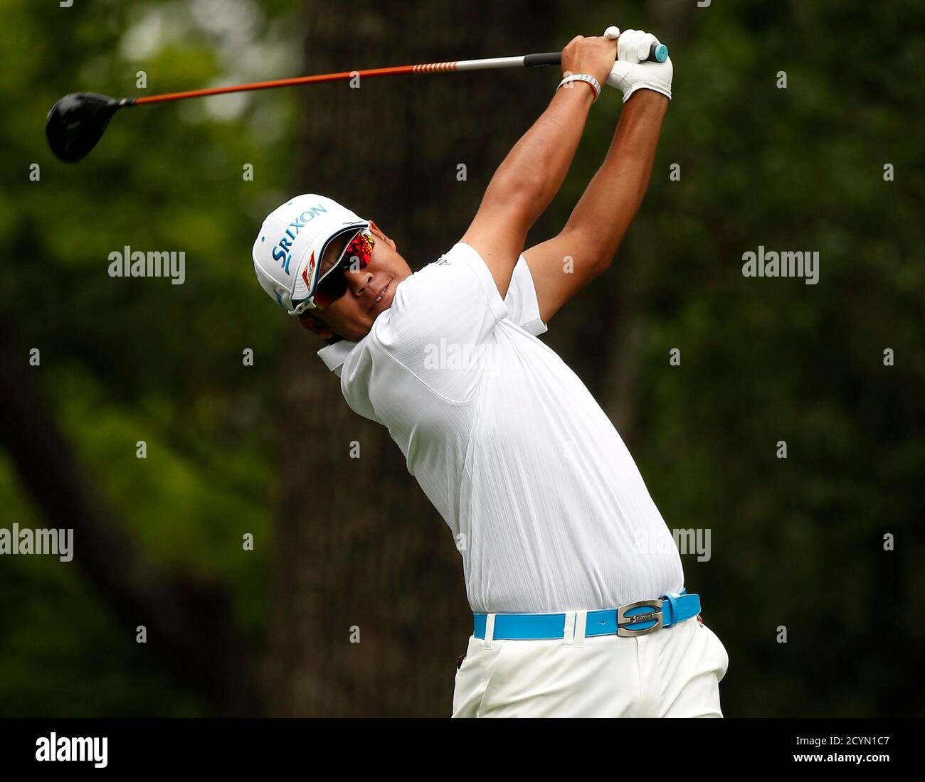 Hideki Matsuyama of Japan hits off the second tee during final round play of the Masters golf tournament at the Augusta National Golf Course in Augusta, Georgia April 12, 2015.   REUTERS/Jim Young Stock Photo