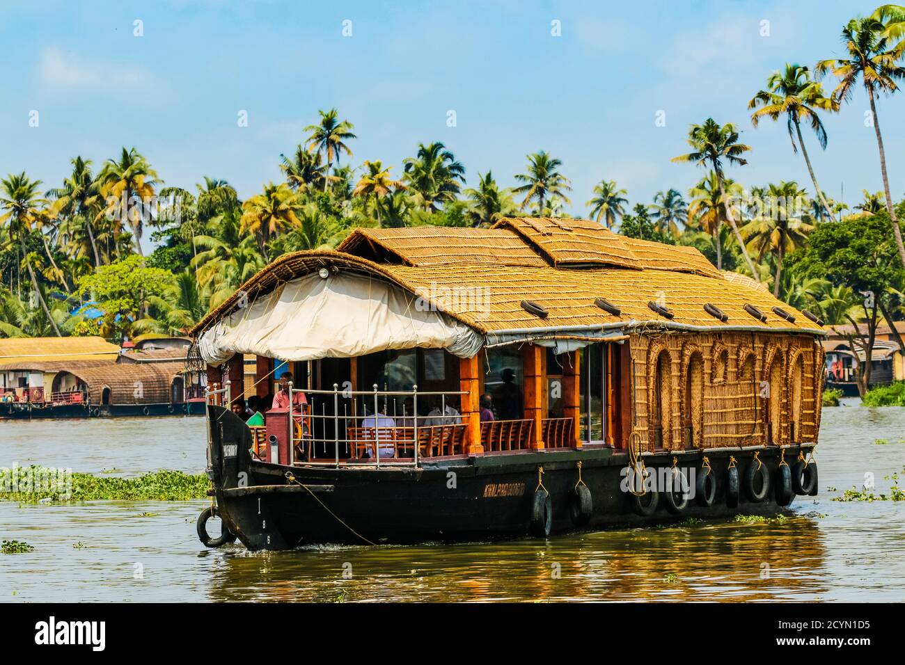 Kerala houseboat, a rice, spices or goods barge converted for backwater ...