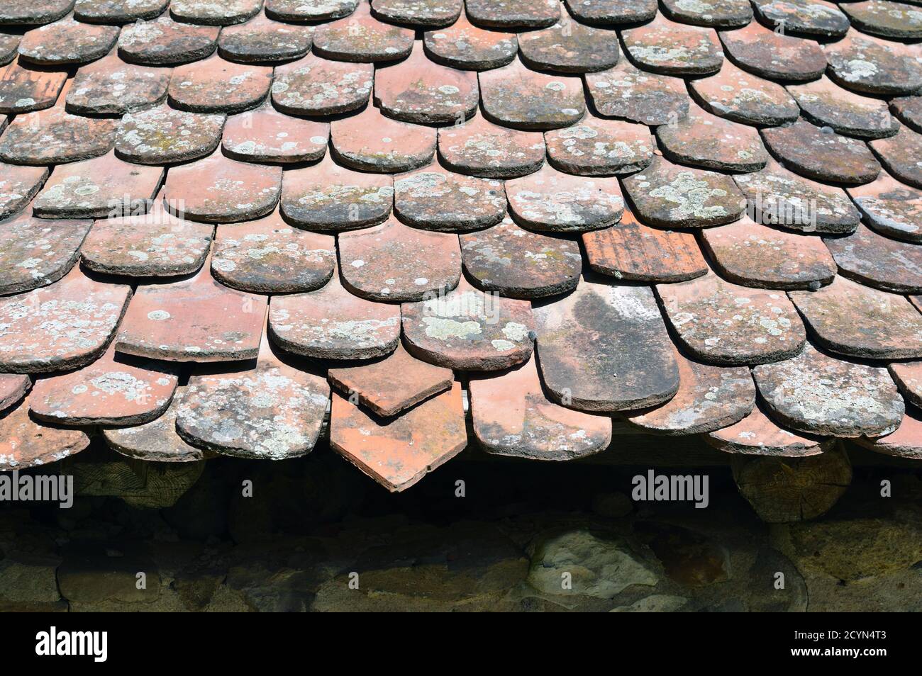 Unique traditional Transylvanian roof tiles Stock Photo