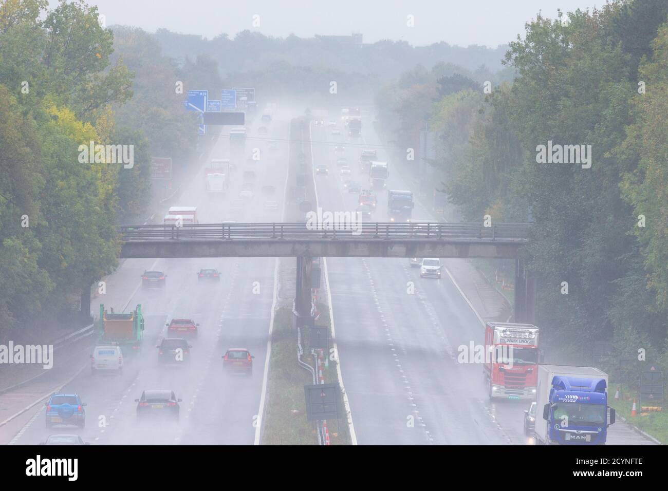Ashford, Kent, UK. 2nd Oct, 2020. UK Weather Horrible driving