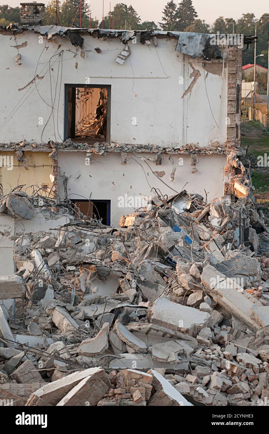 rubble and debris after building demolition Stock Photo Alamy