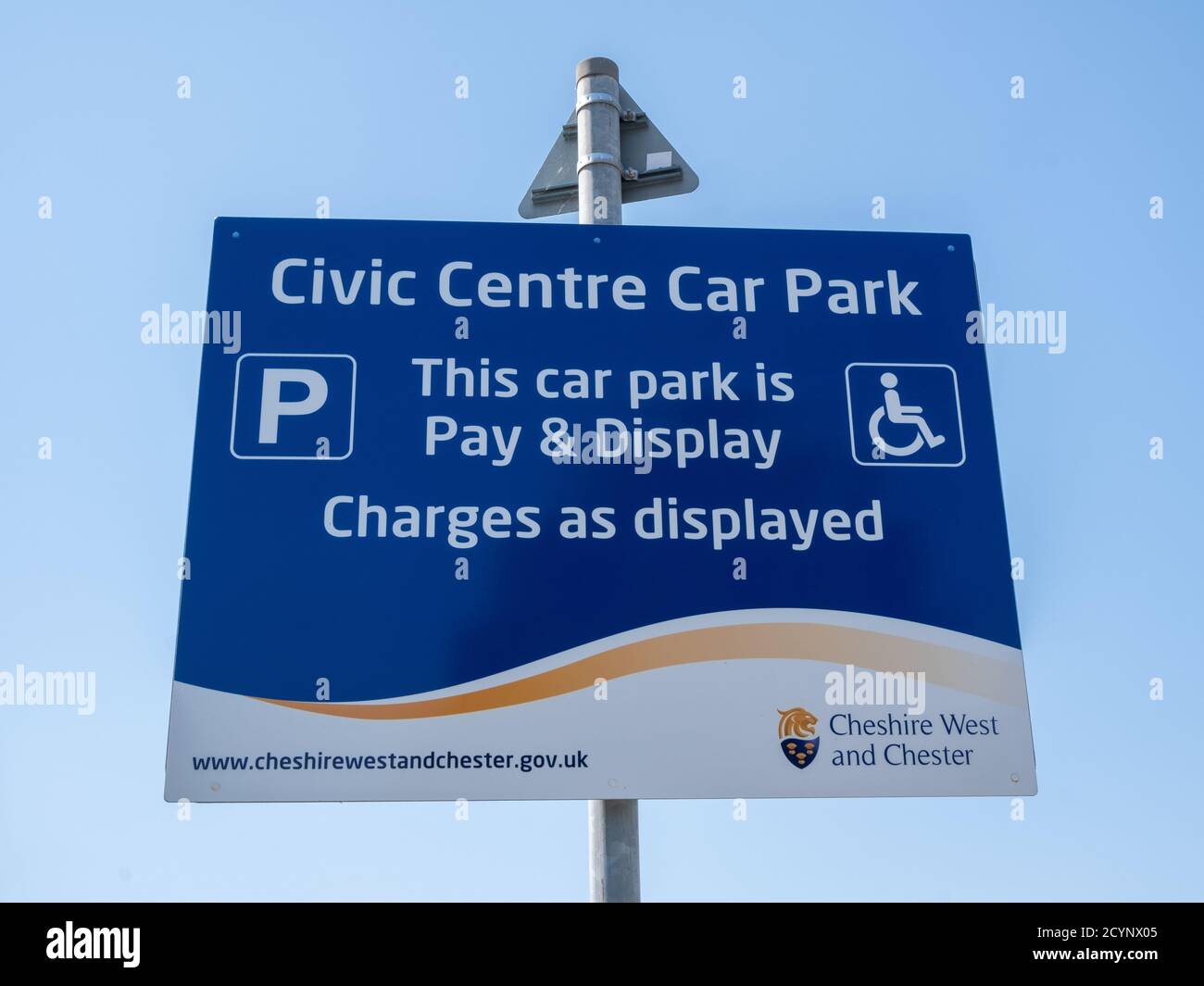 civic centre car park sign in ellesmere port cheshire July 2020 Stock Photo