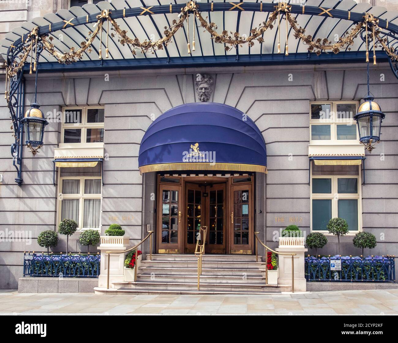 The entrance to The Ritz hotel, London during the covid-19 pandemic. Stock Photo