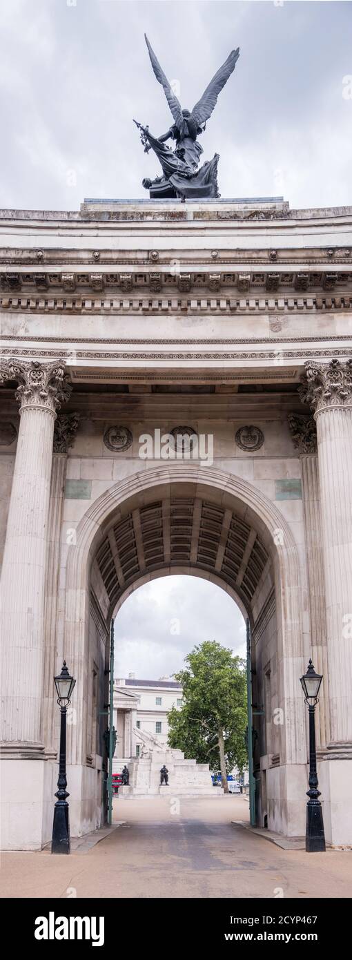 A detail of the  Duke of Wellington arch, London during the covid-19 pandemic. Stock Photo