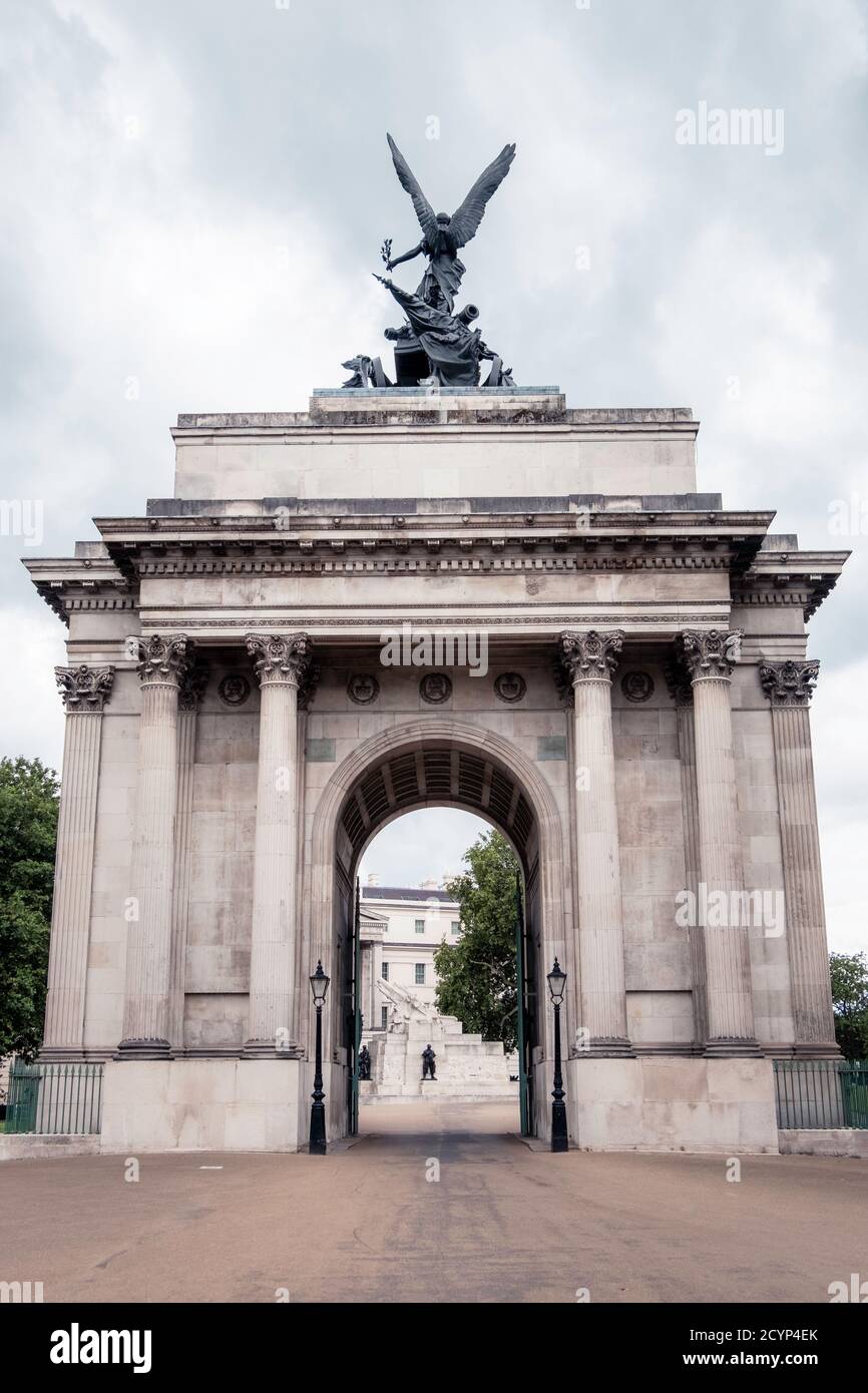 A quiet Duke of Wellington arch, London during the covid-19 pandemic. Stock Photo