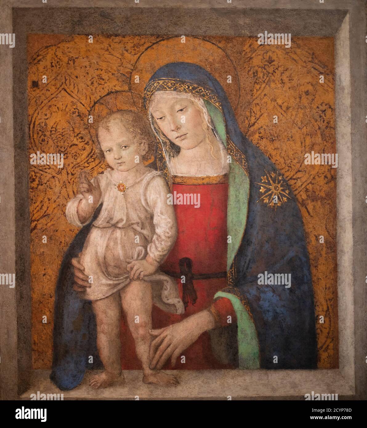 Painting by Bernardino di Betto, known as Pinturicchio (1454-1513), Madonna del Davanzale, (ca. 1496-1498) in the Pinacoteca of the Vatican Museums. Stock Photo
