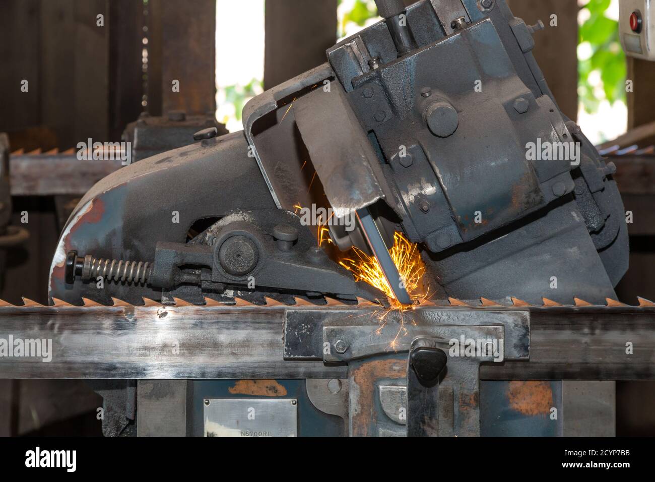 Saw blade sharpening machine in a sawmill of Seguntor Industrial Area