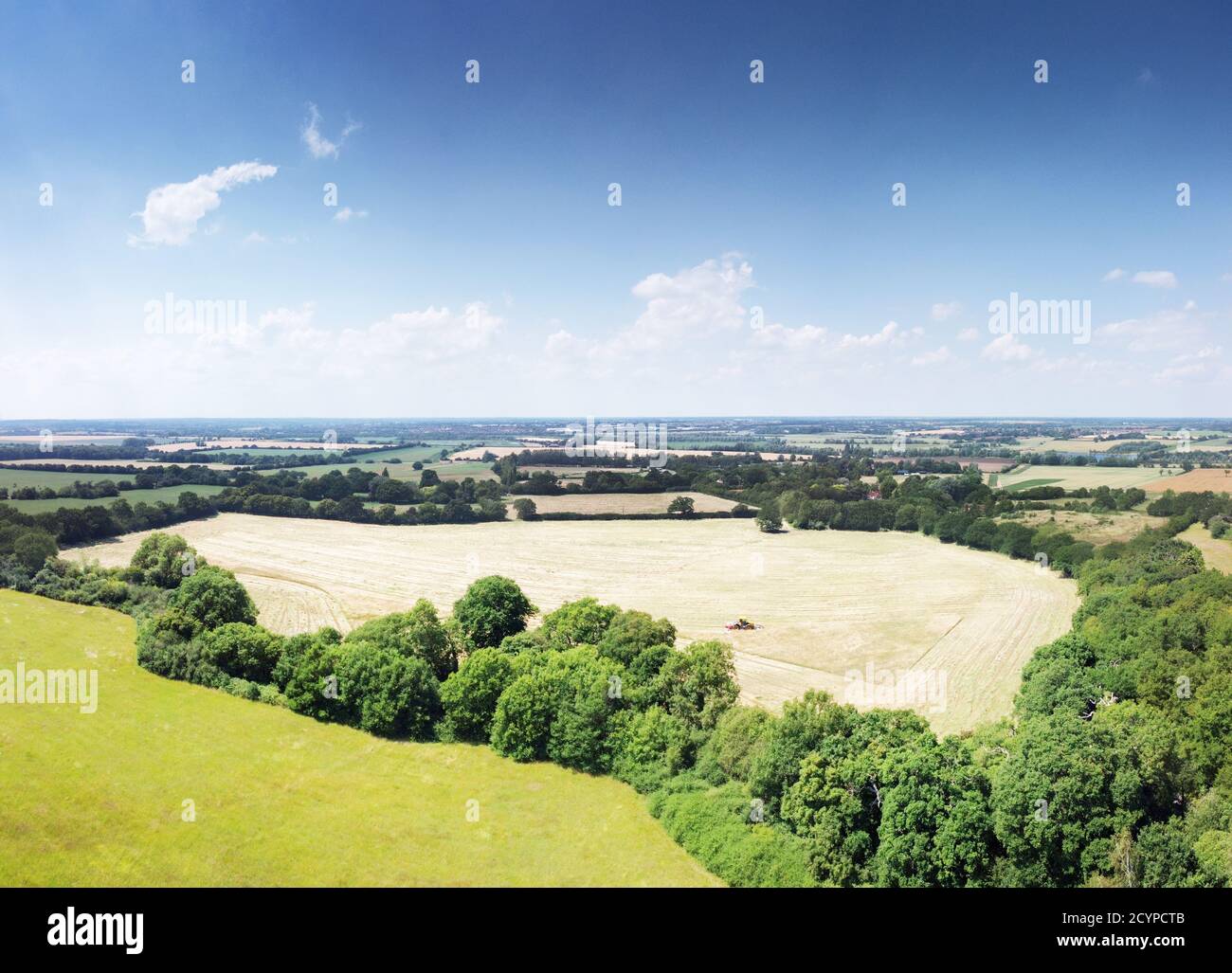 aerial view above the countryside of little baddow in essex england Stock Photo