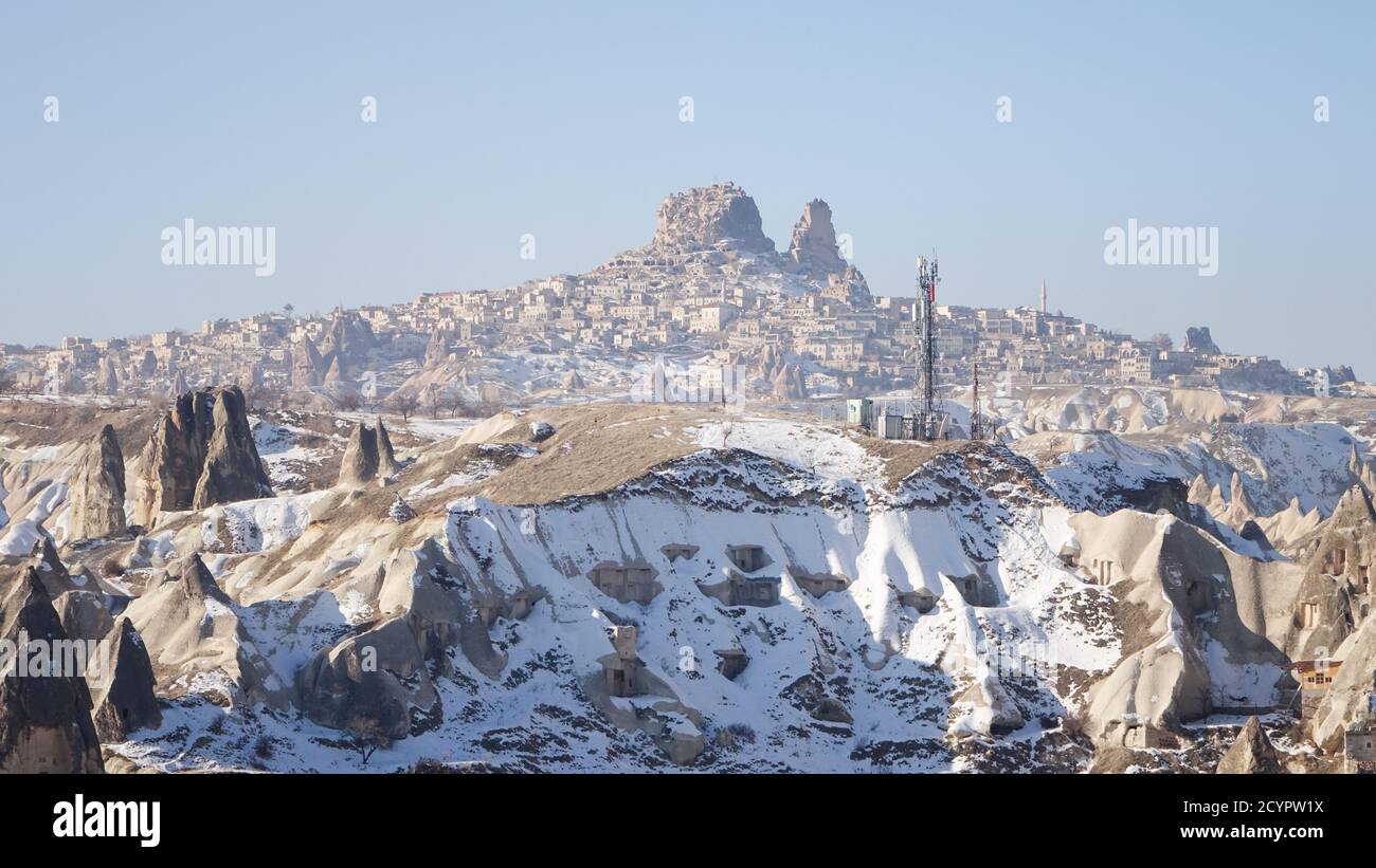 Cappadocia Rocks Snowy Cappadocia fairy chimneys rock formations during winter near ...