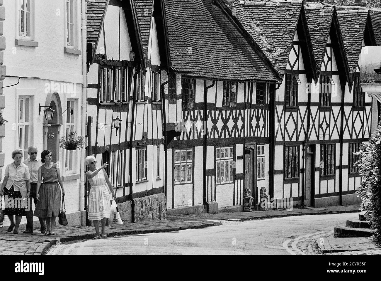 Half-timbered houses in Mill Street, Warwick, Warwickshire, England, UK Stock Photo