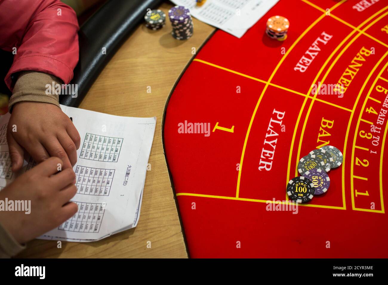 A student looks at a multiplication table during a gaming lesson ...