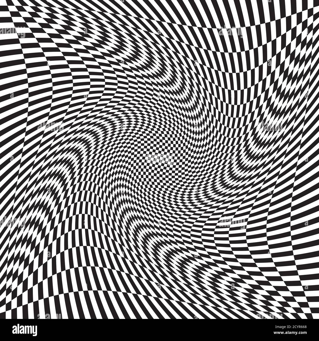 Checkered, chequered, chessboard surface with distortion, deformation ...