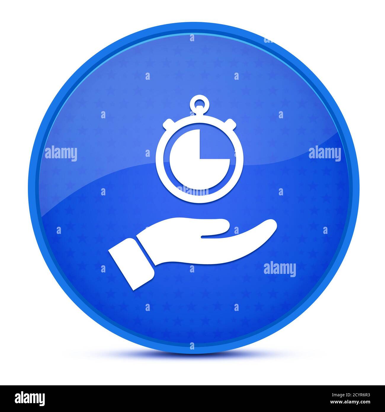 Hand stopwatch aesthetic glossy blue round button abstract illustration