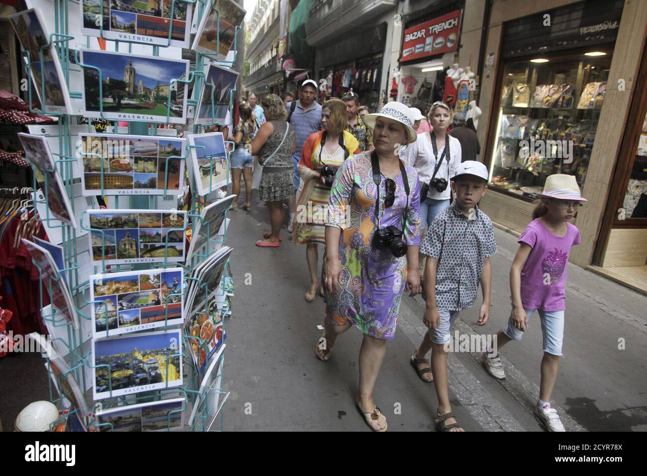 A Group Of Tourists Walk Through The Streets In Downtown Valencia Spain July 23 15 Spain Received Almost 6 7 Million International Tourists Mostly Asians And Americans In June A 1 4 Percent Increase
