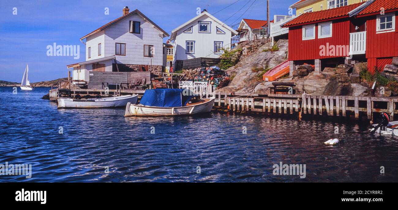 The waterfront of the island of Gullholmen. Bohuslän, Sweden Stock