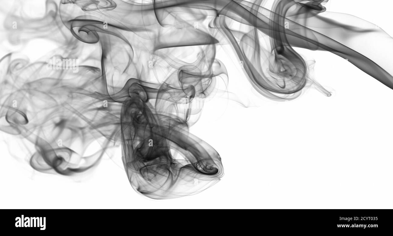 Abstract silky smoke background on white backdrop. Clean monochrome wallpaper Stock Photo