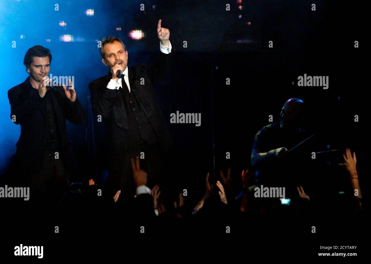 Spain S Miguel Bose Performs During The Centennial Celebrations For The El Tiempo Newspaper In Bogota February 13 11 Reuters Fredy Builes Colombia s Entertainment Media Stock Photo Alamy
