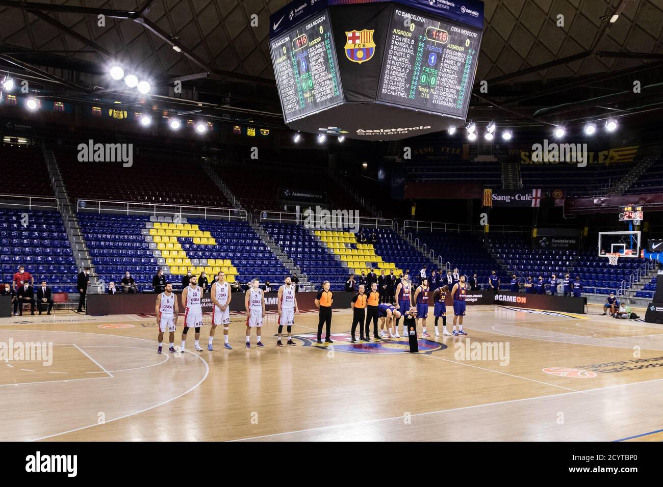General inside view before the Turkish Airlines EuroLeague Basketball match between Fc Barcelona and CSKA Moscow on October 01, 2020 at Palau Blaugran Stock Photo