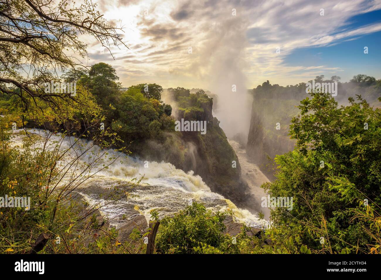 Victoria Falls on Zambezi River in Zimbabwe Stock Photo