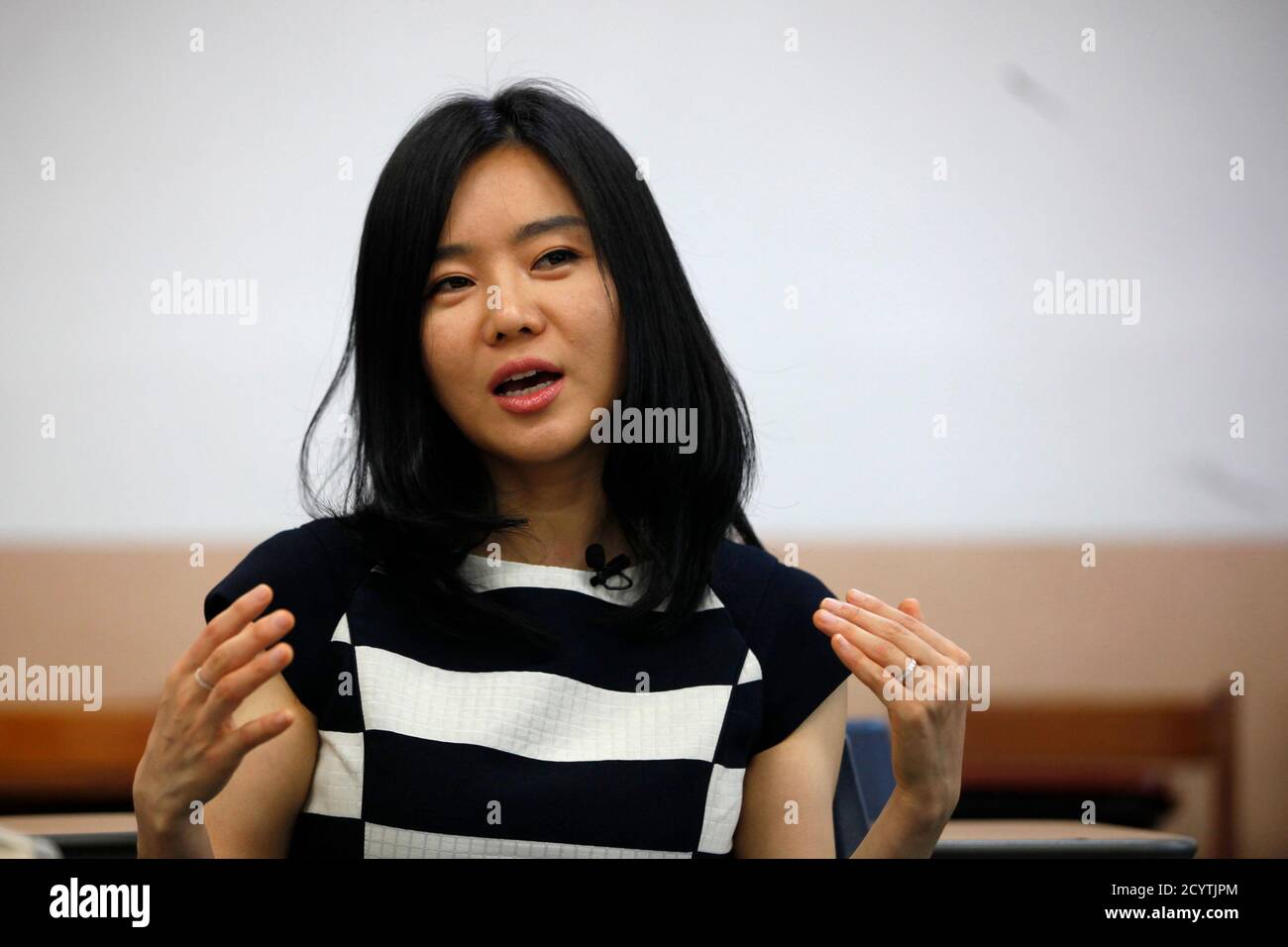 Lee Hyeon-seo, 33, who came to South Korea in 2008, speaks during an  interview with Reuters in Seoul, May 29, 2013. From the streets of Seoul to  the European parliament a new