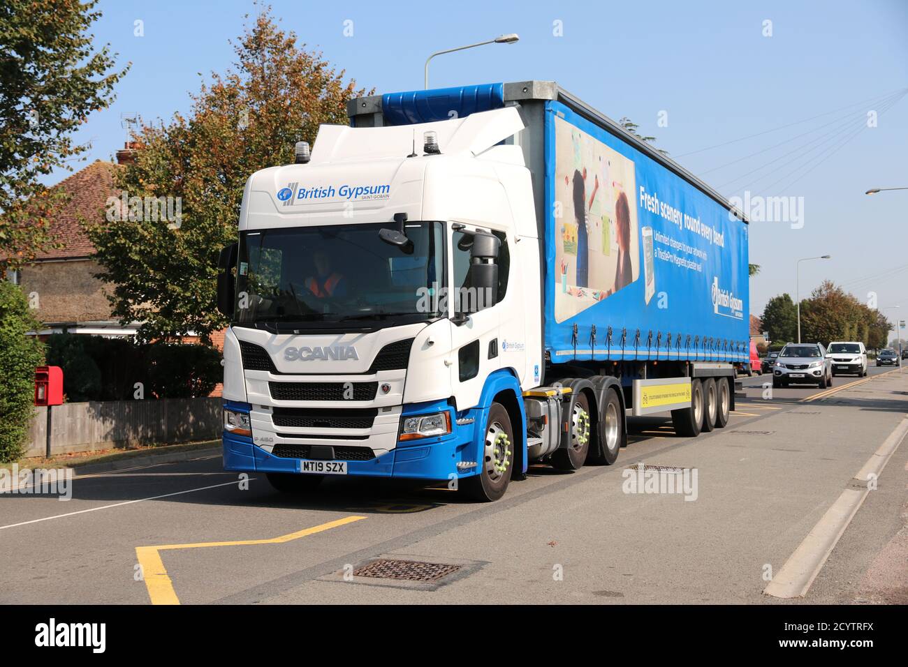 SCANIA TRUCK OF BRITISH GYPSUM OPERATED BY JEMPSONS OF RYE Stock Photo Alamy