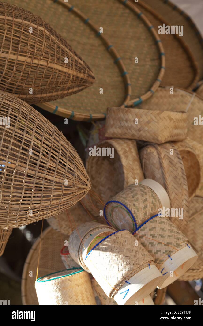 Bamboo basket weaving asia hi-res stock photography and images