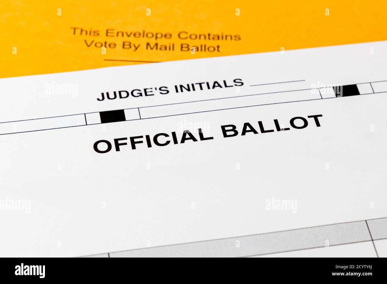 Vote by mail ballot and envelope. Concept of absentee and voting by mail for presidential election during Covid-19 coronavirus pandemic Stock Photo