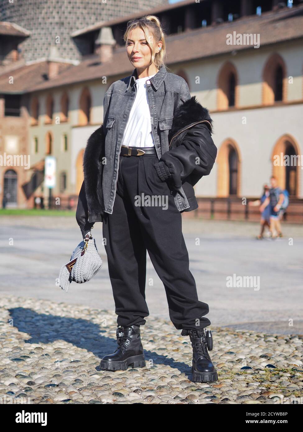 Veronica Ferraro street style outfit during Alberta Ferretti Fashion