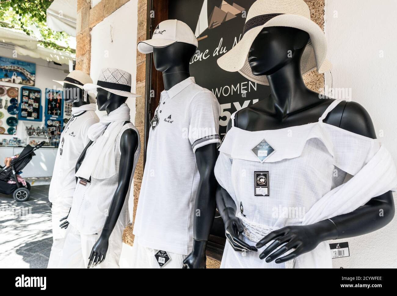 Tourists Shopping in Lindos Rhodes Greece Stock Photo Alamy