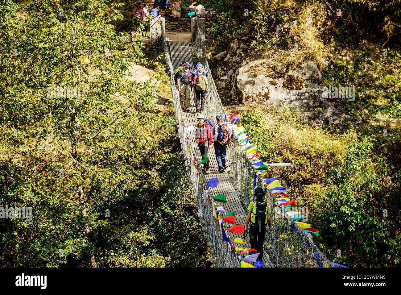 Puente sobre Thado Koshi Khola.Nurning (Yulning).Sagarmatha National Park, Khumbu Himal, Nepal, Asia. Stock Photo