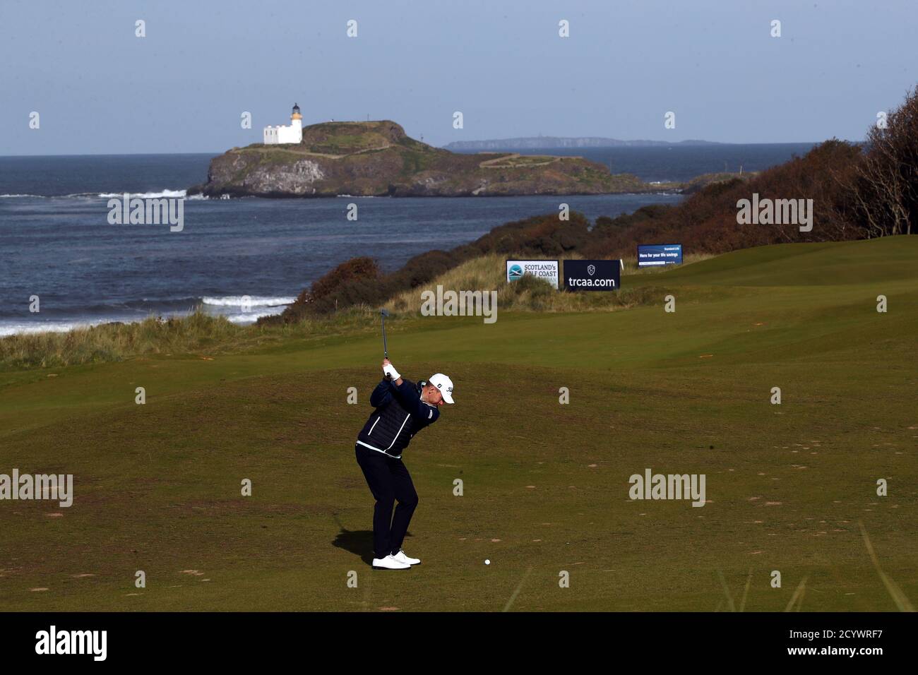 Scotland's Stephen Gallacher plays into the thirteenth green during the second round of the Aberdeen Standard Investments Scottish Open at The Renaissance Club, North Berwick. Stock Photo