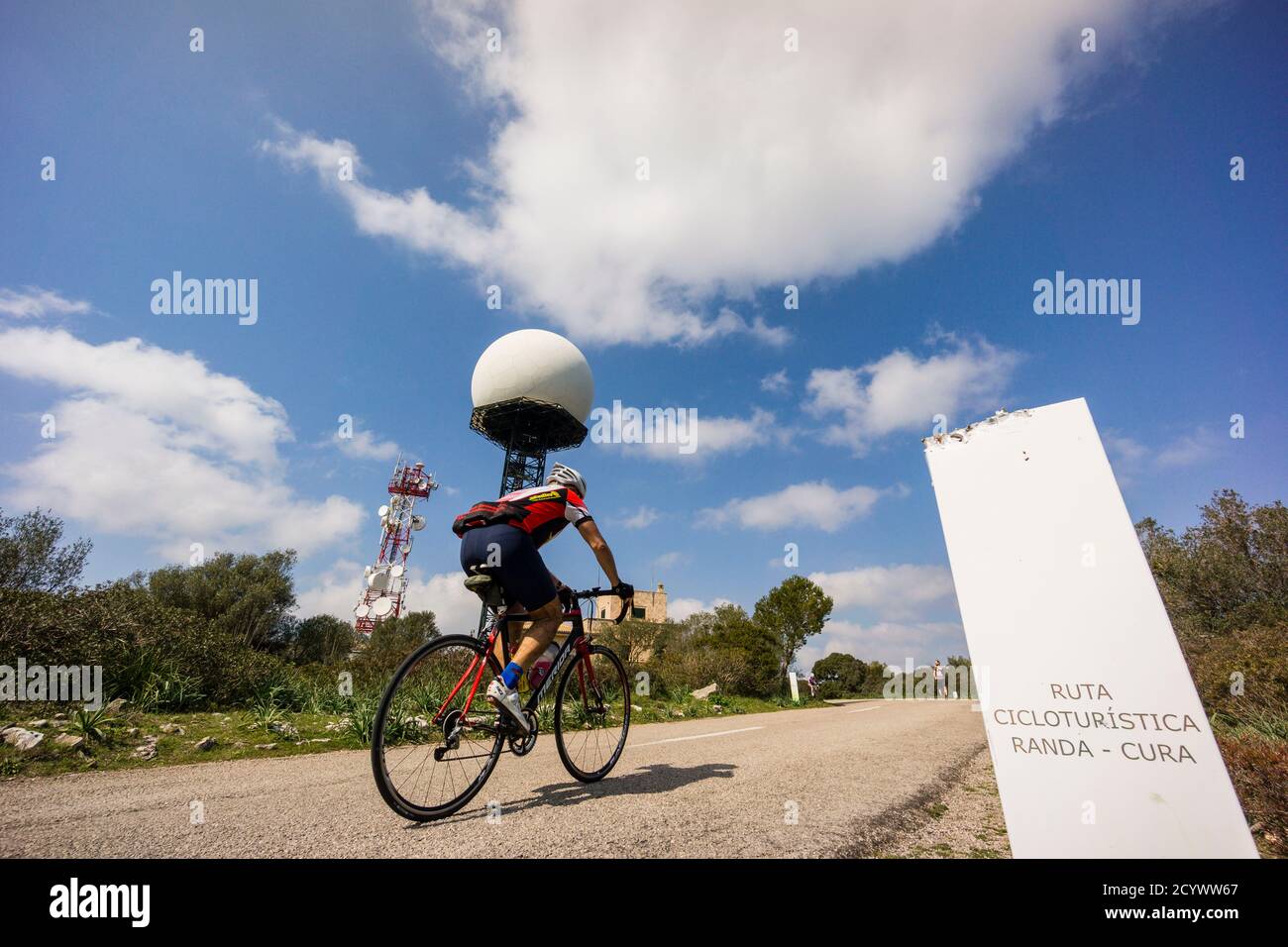 ciclistas en la cima de la montaña de Randa, Algaida, Mallorca, balearic islands, spain, europe Stock Photo