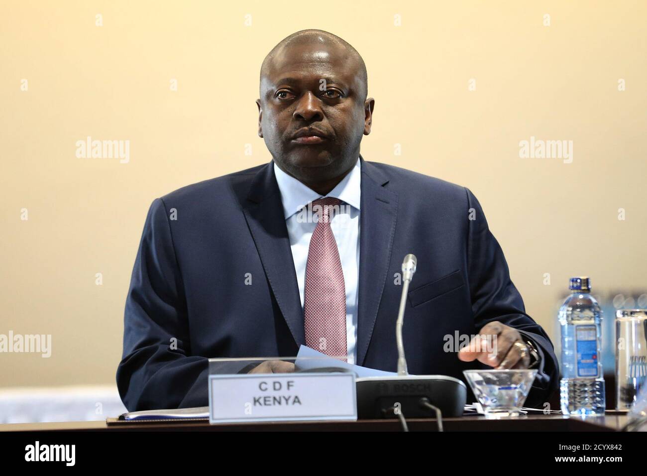 Kenya’s Chief of Defence Forces, General Samson Mwathethe attends the Military Operations Coordination Committee (MOCC) meeting on political and security updates in Somalia. The meeting was held in Nairobi, Kenya on 27 August 2018. Stock Photo