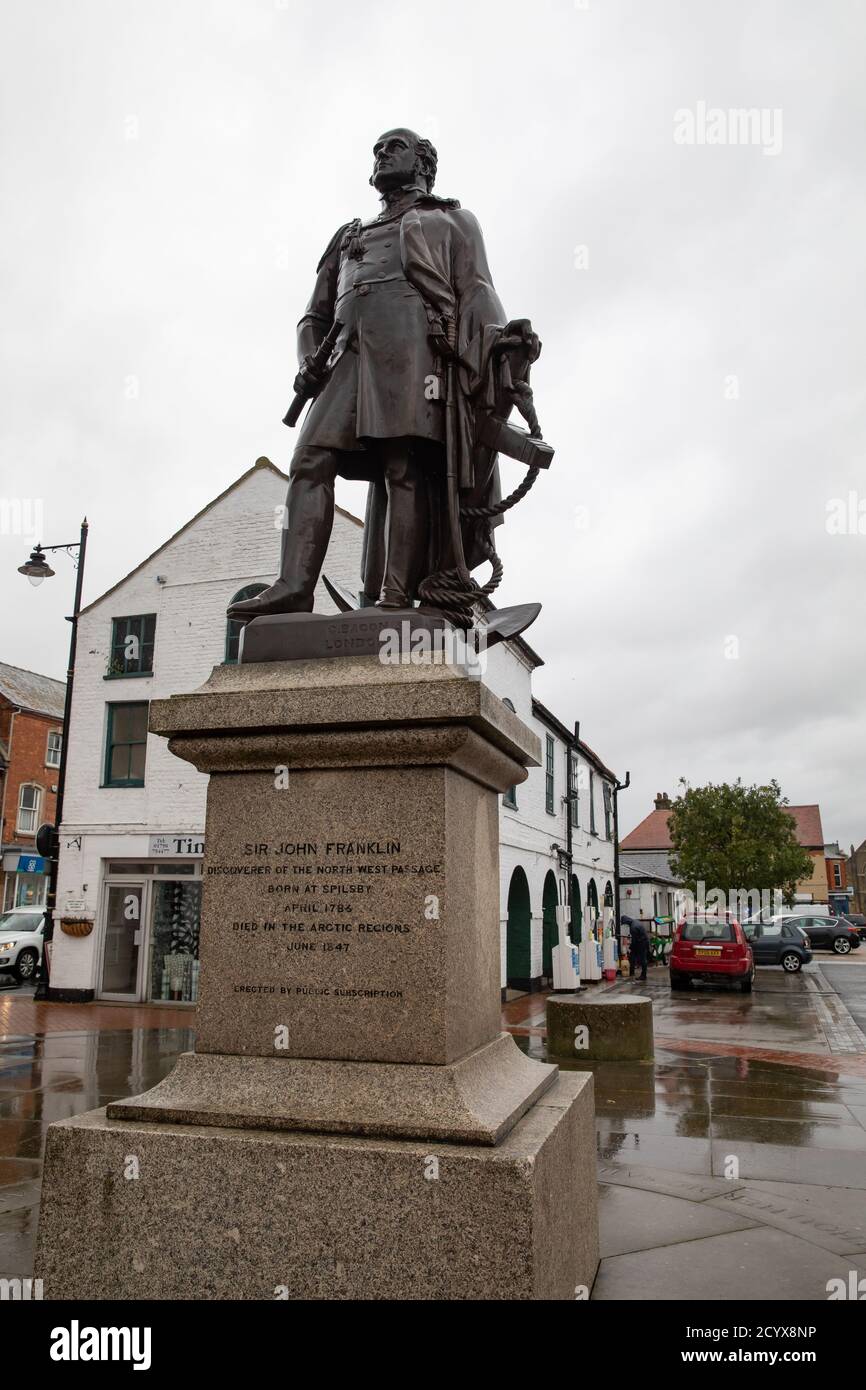 Wet day in Spilsby, lincolnshire,UK Stock Photo