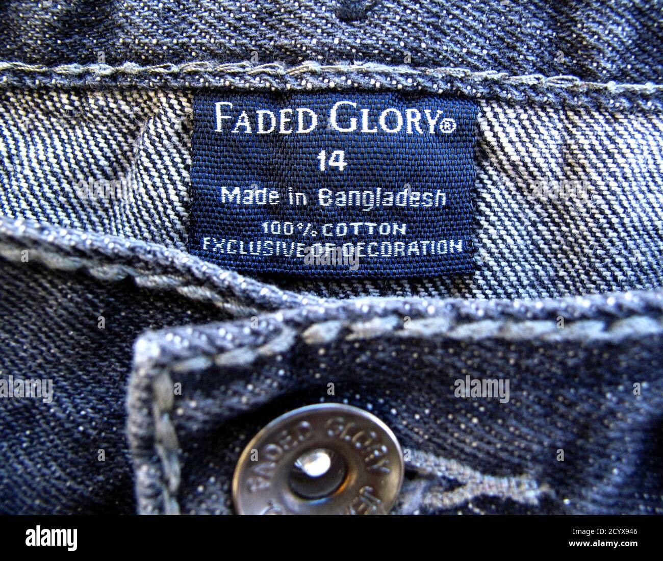 The clothing tag on a pair of jeans by ...