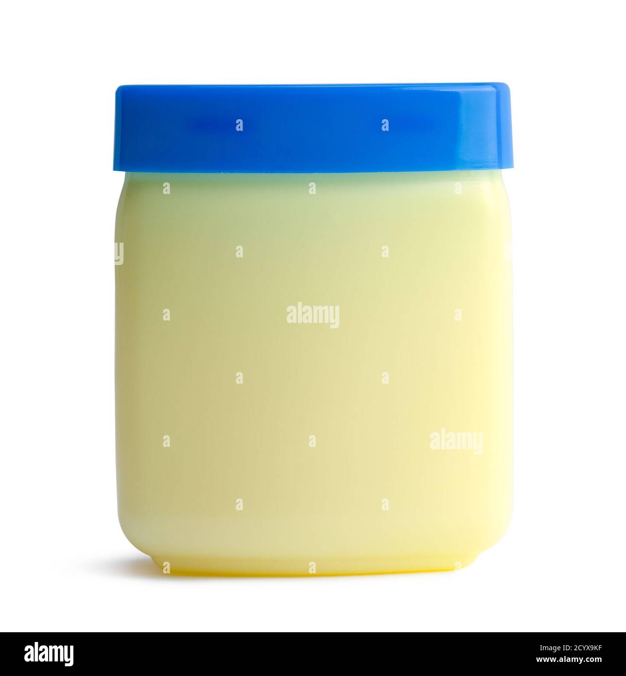 Jar of Petroleum Jelly Front View Isolated on White. Stock Photo