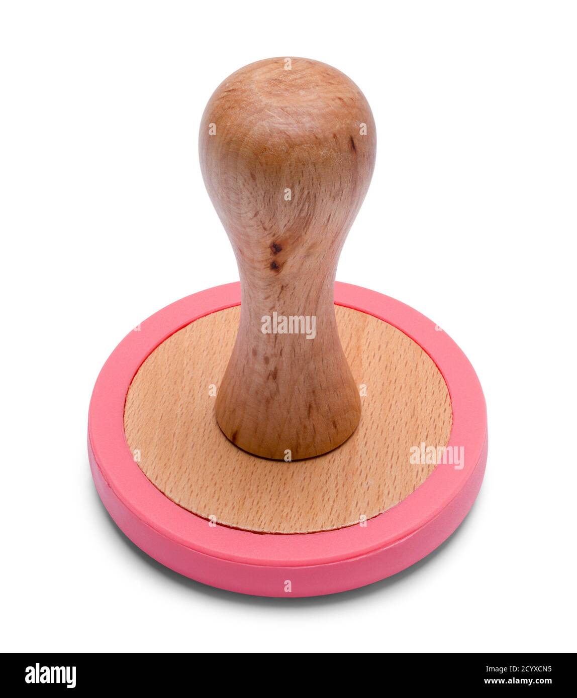 Round Rubber Stamp with Wood Handle Isolated on White Stock Photo Alamy
