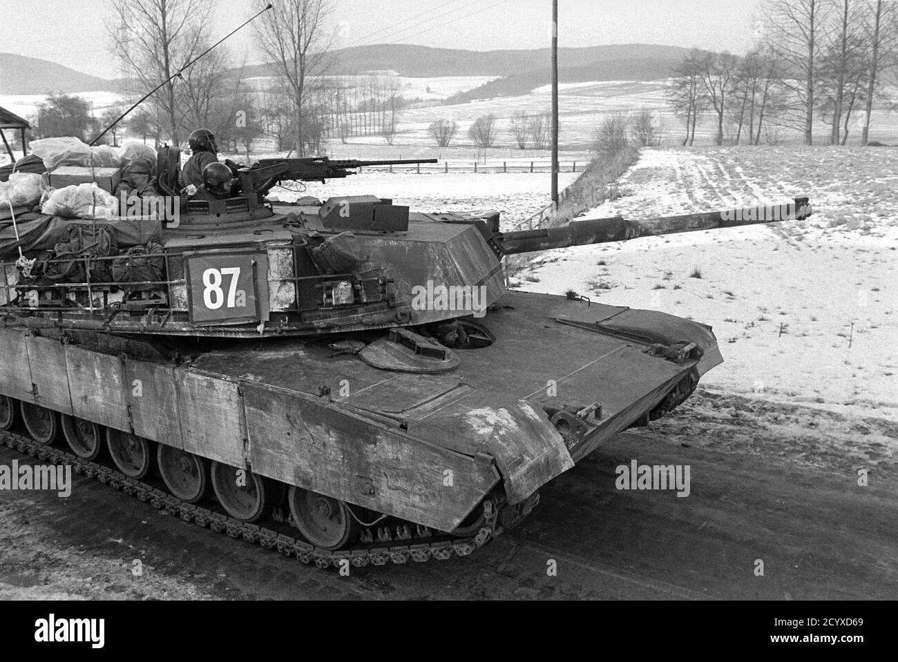 NATO exercises in Germany, M1 Abrams US Army tank (January 1985) Stock Photo