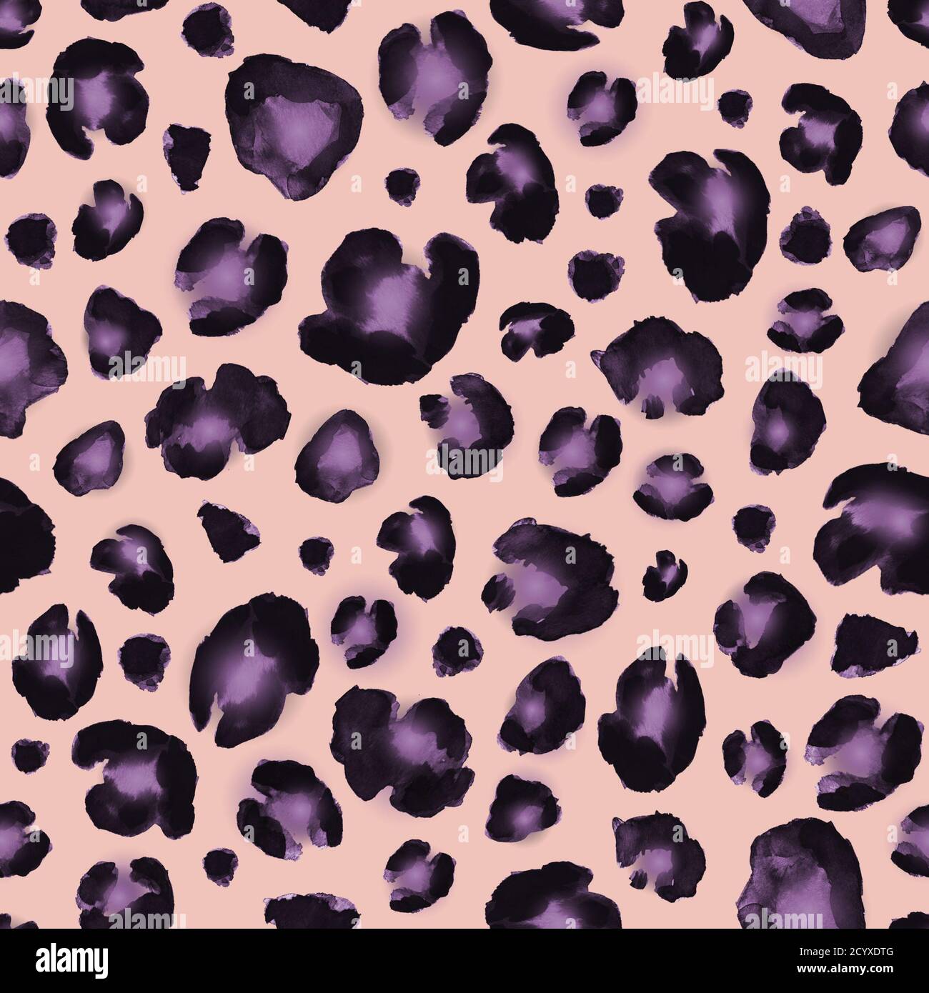 Leopard black purple violet lilac beige fantasy abstract seamless background.  Watercolor hand drawn animal fur skin texture illustration. Seamless pa  Stock Photo - Alamy, image size:1300x1390