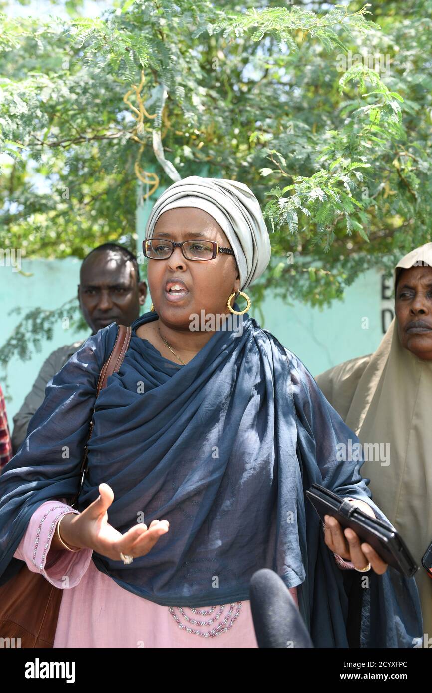 Deqa Yasin Hagi Yusuf Somalia S Minister Of Women And Human Rights Development Speaks At A Ceremony To Announce The Renovation Of Qamar Primary School Which Will Be Rehabilitated By The African Union
