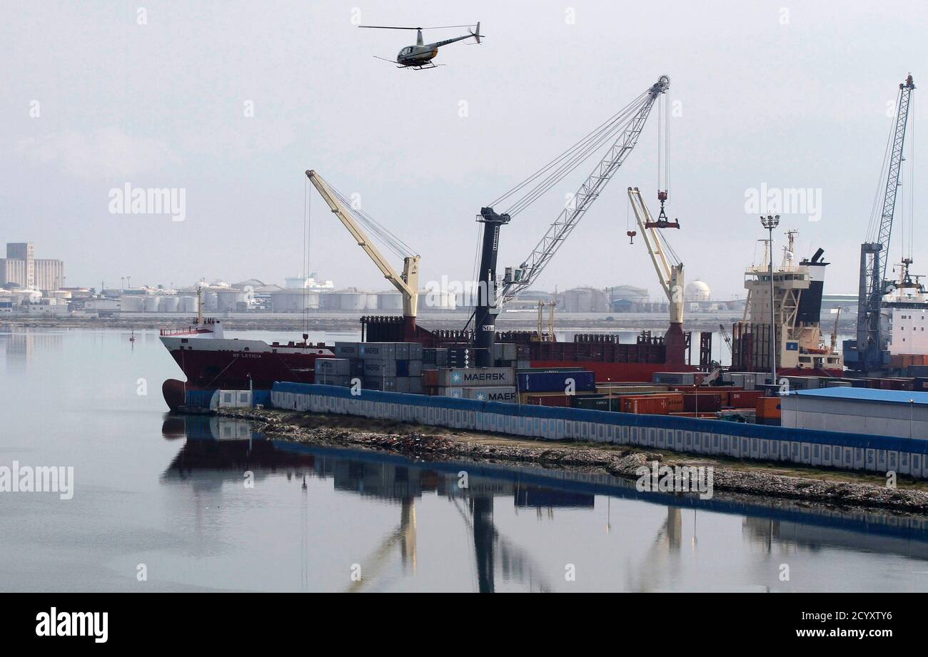 A General View Shows A Shipping Container Area At The Port Of Halk Al Wad In