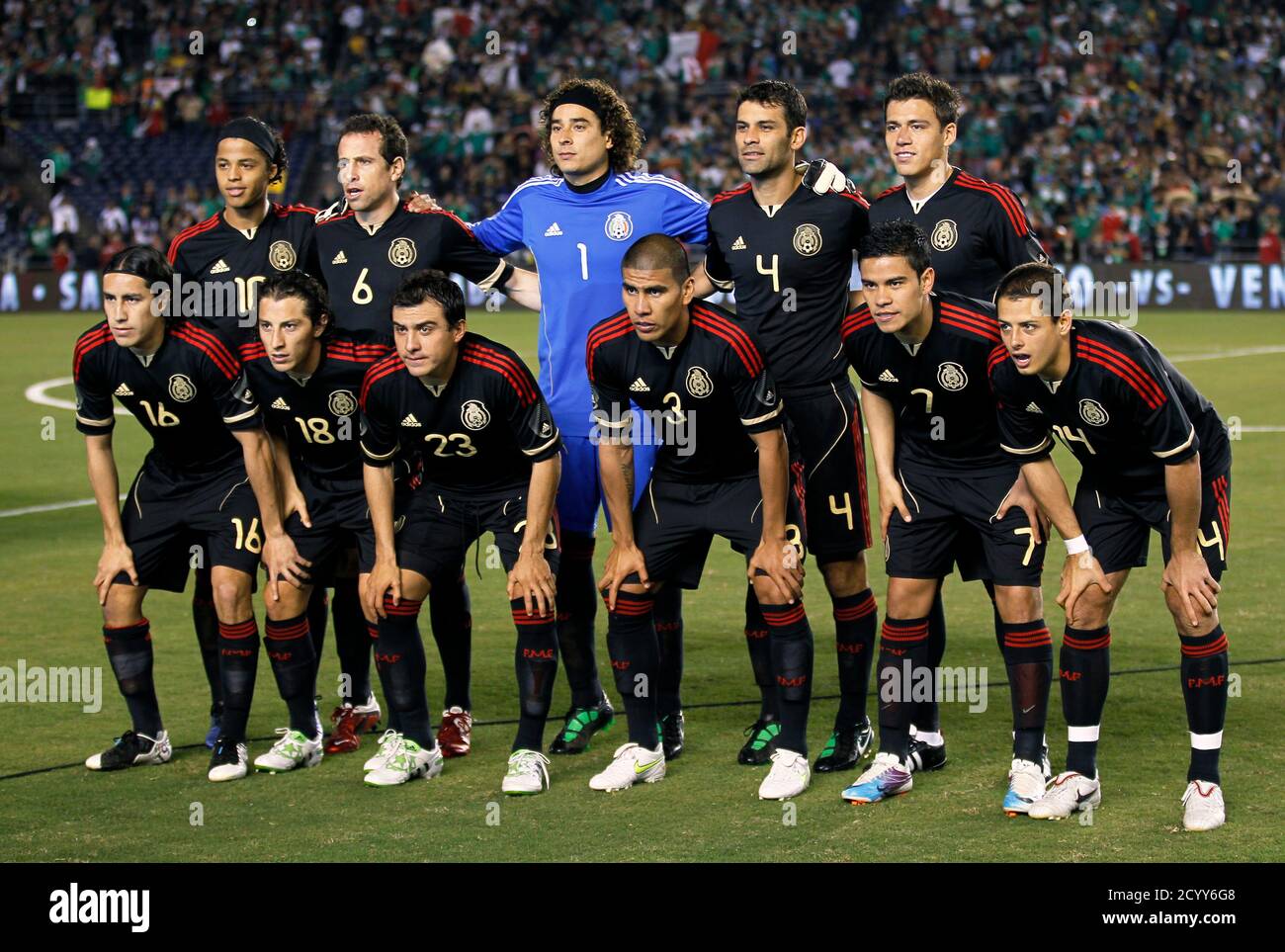 Mexico's national soccer team line up for a team photo before ...