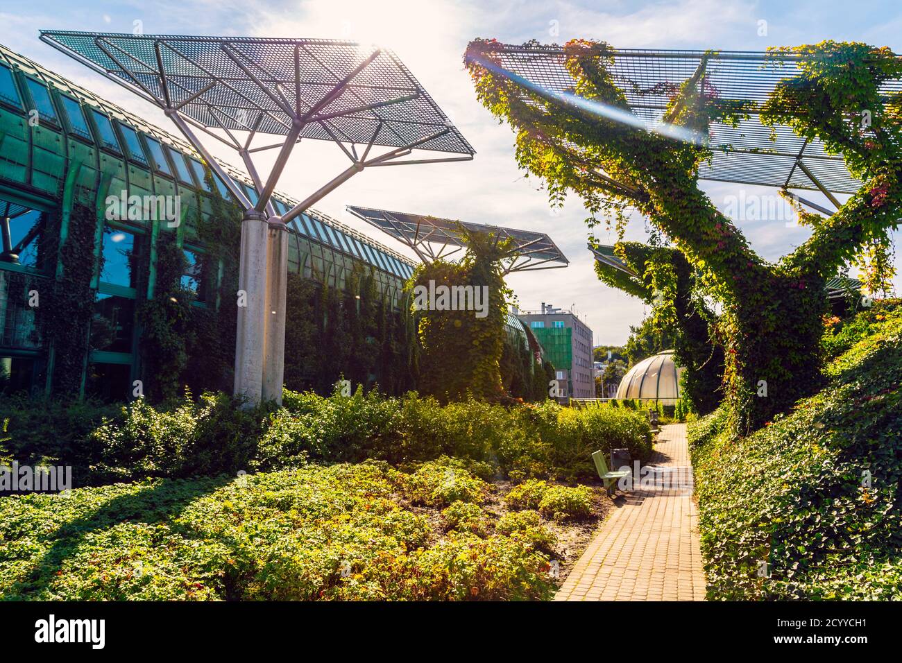 Warsaw University Library Roof Garden, Warsaw Poland Stock Photo