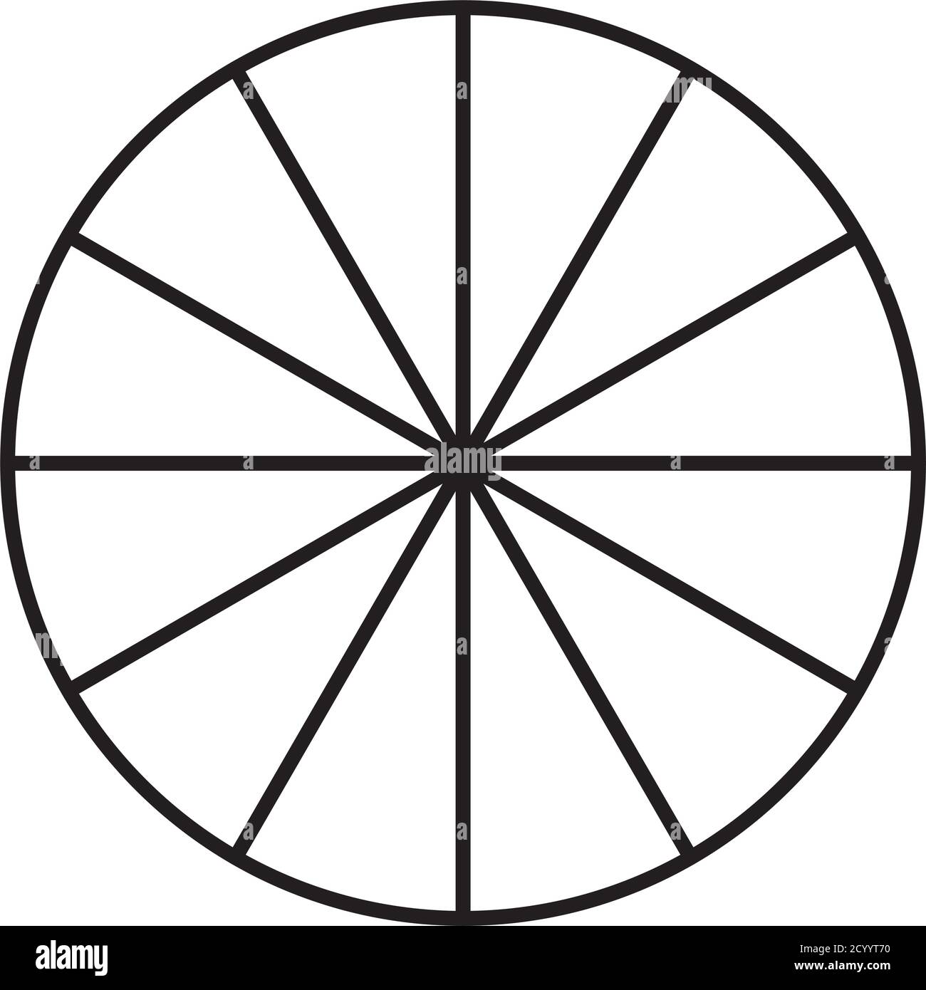 Circle pie chart, pie diagram icon from 2 to 20 sections. Simple, basic