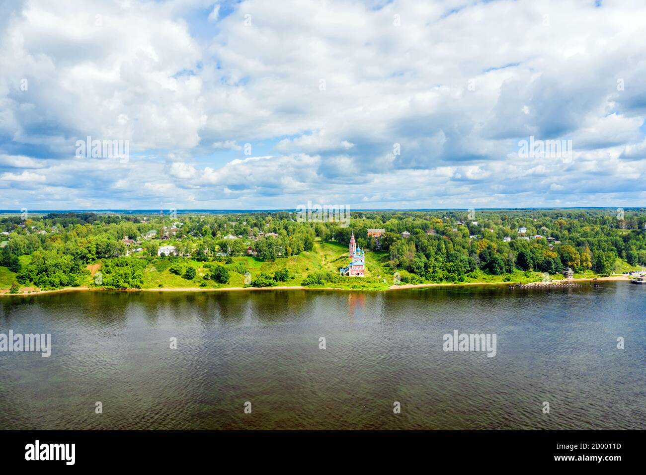 Top view of the Romanovskaya side of the city of Tutaev and the Kazan ...