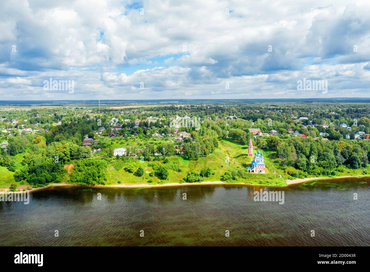 Top view of the Romanovskaya side of the city of Tutaev and the Kazan ...