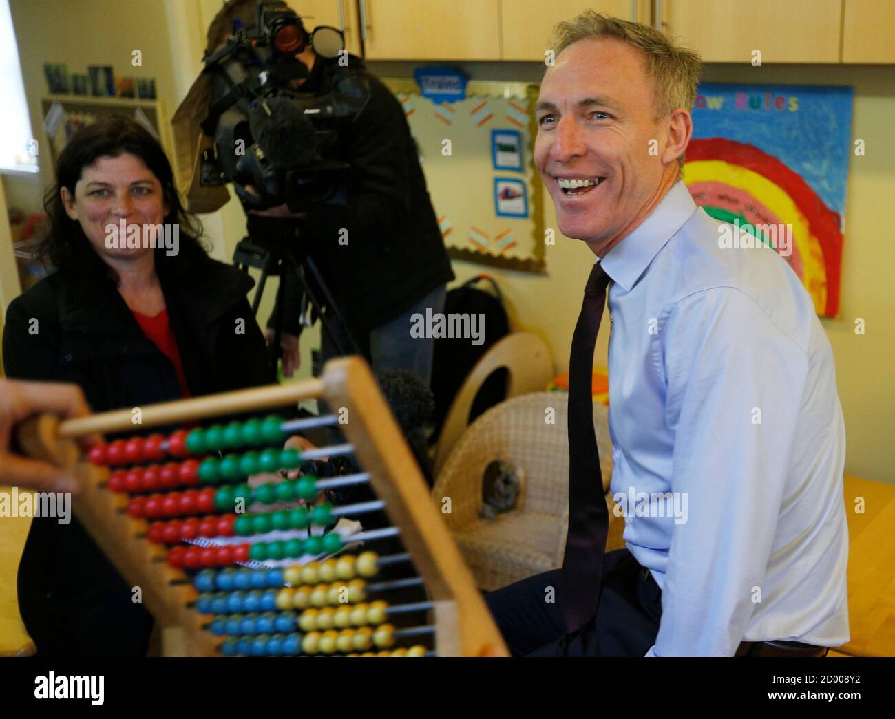 Scottish Labour Party Leader Jim Murphy Campaigns At The Little Treasures Nursery In Cumbernauld Glasgow Scotland April 14 15 Reuters Russell Cheyne Stock Photo Alamy