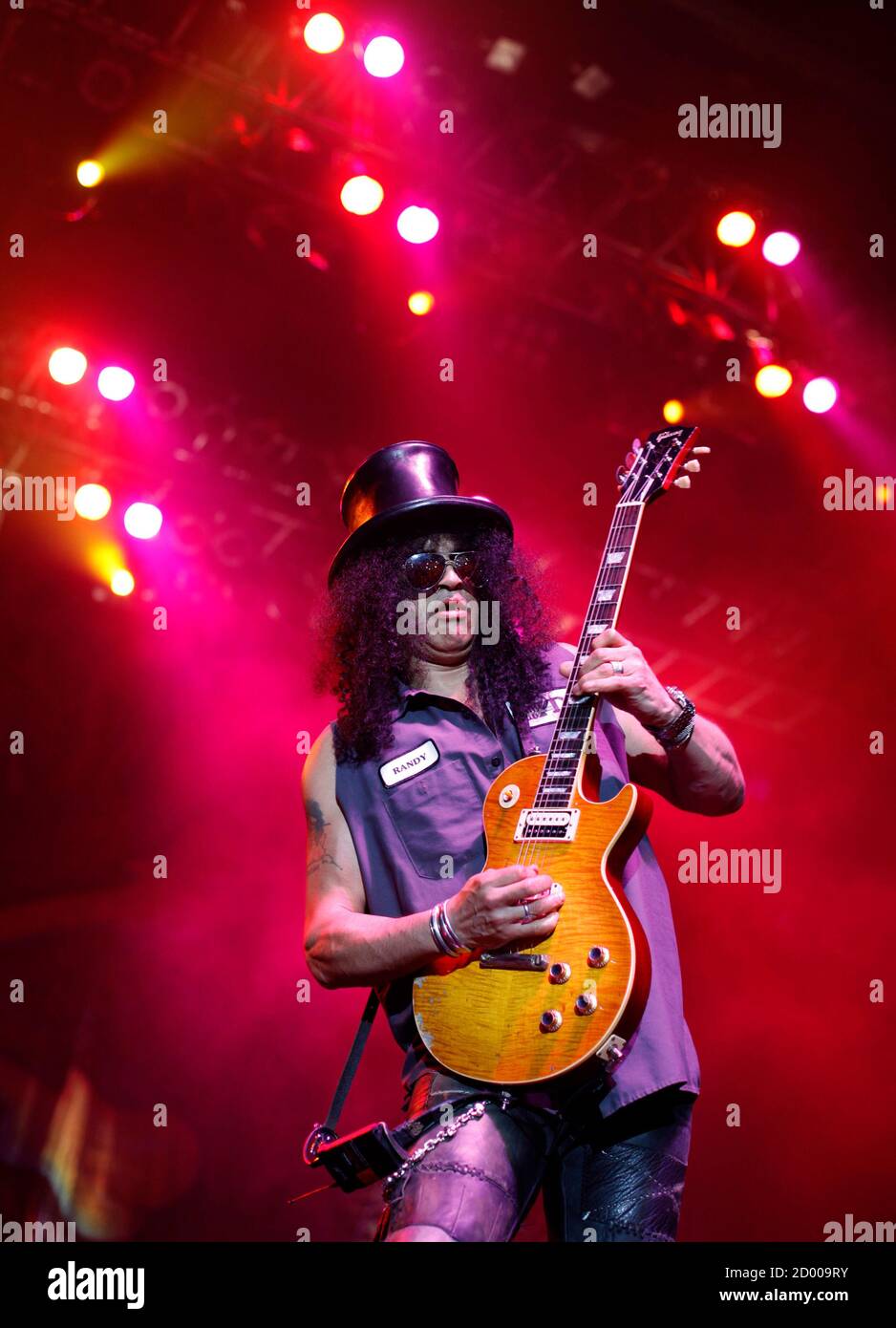 Former Guns N' Roses guitarist Saul Hudson, better known by his stage name  Slash, performs during his concert tour in Jakarta August 3, 2010. Hudson  will perform in two cities, Jakarta and